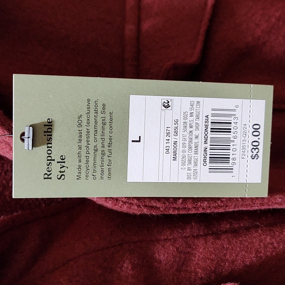 Goodfellow NWT Men's Burgundy Jacket Sz L - Picture 11 of 11